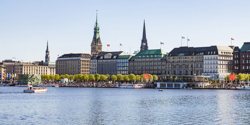 Deutschland, Hamburg, Stadtbild mit Binnenalster und Jungfernstieg - WDF05137