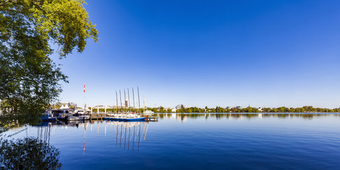 Germany, Hamburg, sailboats in harbour on Alster Lake - WDF05158