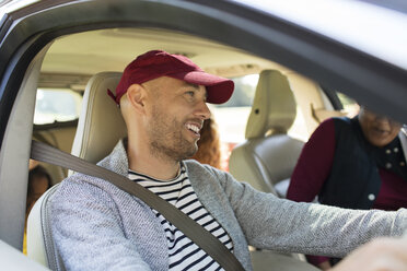 Smiling man driving car - CAIF22795