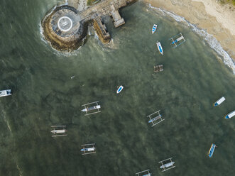 Aerial view of Outriggers moored on sea - CAVF61911
