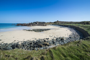 United Kingdom, Channel Islands, Alderney, Corblets bay with Fort Corblets - RUNF01458