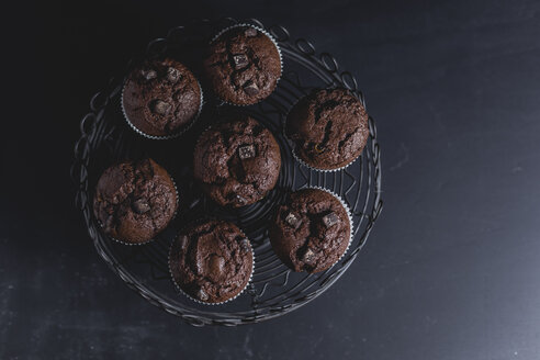 Schokoladenmuffins auf Kuchenständer - STBF00226