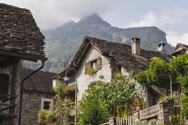Switzerland, Ticino, Sonogno, typical historic stone houses - GWF05967