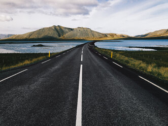 Iceland, Kirkjufell, Black Road Through Icelandic Landscape - JUBF00330