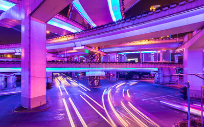 View below nine dragon intersection at night, Shanghai, China - CUF49826