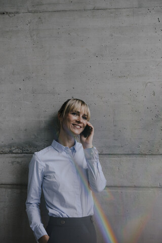 Businesswoman talking on the phone stock photo