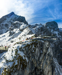 Germany, Bavaria, Mittenwald, Wetterstein mountains, Alpspitze, mountain station with AlpspiX viewing platform - AM06829