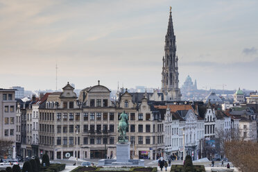 Belgium, Brussels, View from Mont des Arts, Townhall and lower city - WIF03869