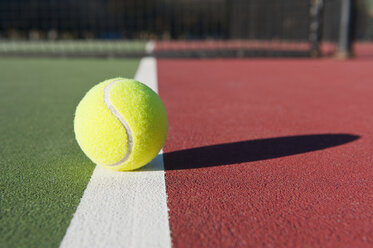 Tennisball auf dem Platz sitzend - MINF10792