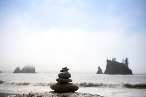 Pile of Rocks on Beach, Olympic National Park, Washington - MINF10803