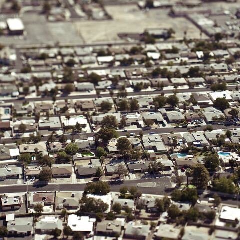 Luftaufnahme des Wohngebiets, lizenzfreies Stockfoto