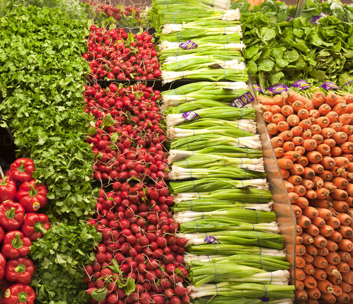 Grocery Store Produce Aisle Stock Photo by Mint_Images