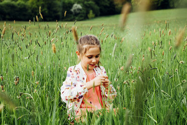 Portrait of happy girl on a meadow - ANHF00096