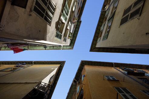 France, Nice, four facades in the old town seen from below - HLF01151