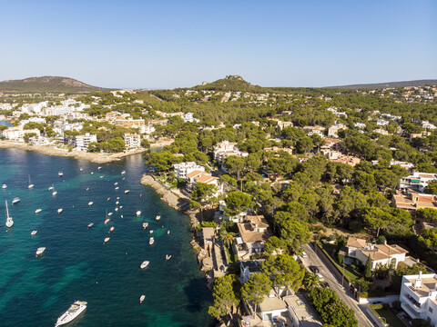 Mallorca, Santa Ponca, Aerial view of bay stock photo