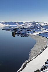 Island, Reykjanes-Halbinsel, Kleifarvatn im Winter - MELF00201