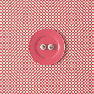 3D rendering, Staring eyeballs on a red plate - UWF01518