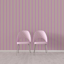 3D rendering, Two chairs in front of striped wallpaper - UWF01528