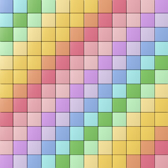 3D rendering, Diagonally arranged, rainbow colored tiles - UWF01556