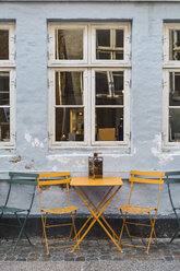 Denmark, Copenhagen, Tables infront of a pavement cafe - AFVF02710