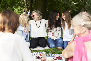 Eine Gruppe von Frauen hat Spaß bei einem Picknick im Park - IGGF01009