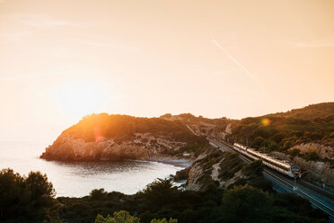 Sonnenuntergang am Meer, Sitges, Katalonien, Spanien - CUF50289