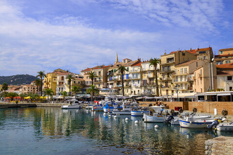 Frankreich, Korsika, Calvi, Boote im Hafen, lizenzfreies Stockfoto