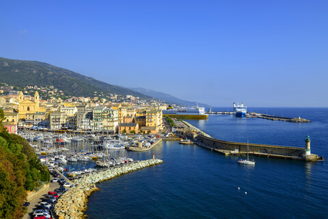 France, Corsica, Bastia, old harbour stock photo