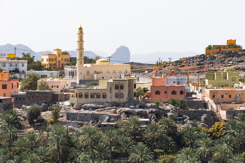 Moschee in Misfat al Abriyyin, Ad Dakhiliyah, Oman, lizenzfreies Stockfoto