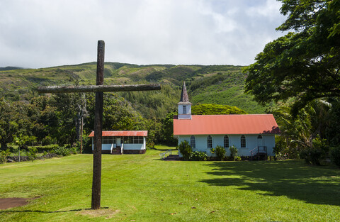 Hawaii, Insel Molokai, Kirche Unsere Liebe Frau der sieben Schmerzen, lizenzfreies Stockfoto