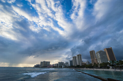 Hawaii, Oahu, Waikiki-Strand, lizenzfreies Stockfoto