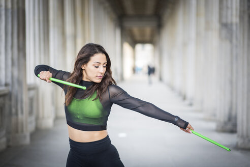 Young woman doing pound fitness exercise - ASCF00985