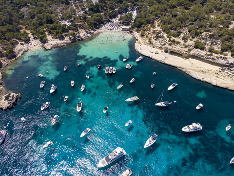 Spain, Mallorca, Palma de Mallorca, Aerial view of Region Calvia and El Toro, Portals Vells stock photo