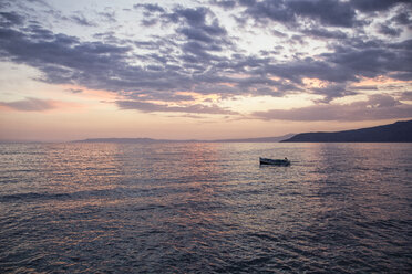 Greece, Messenia, Mani, Lefktro, sunset over the sea - MAMF00605