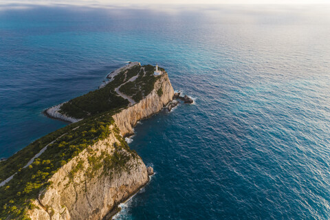 Griechenland, Lefkada, Luftaufnahme von Kap Lefkadas, lizenzfreies Stockfoto