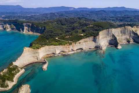 Griechenland, Korfu, Luftaufnahme von Kap Drastis, lizenzfreies Stockfoto