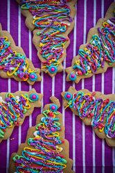 Festliche Weihnachtsbaumplätzchen mit mehrfarbigem Zuckerguss - BLEF00781