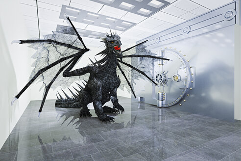 Fierce dragon guarding vault - BLEF02211