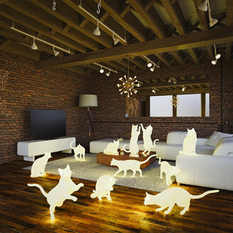 Glowing cats in livingroom - BLEF02432