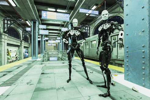 Robots standing in subway station - BLEF02446