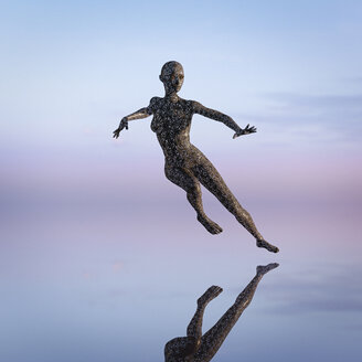 Reflection of futuristic woman dancing in sky - BLEF02469