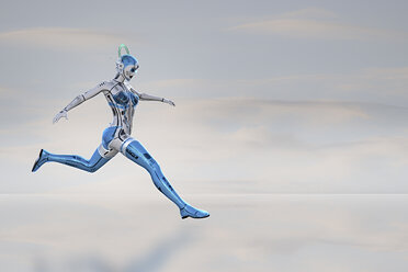 Female robot running and jumping - BLEF02825