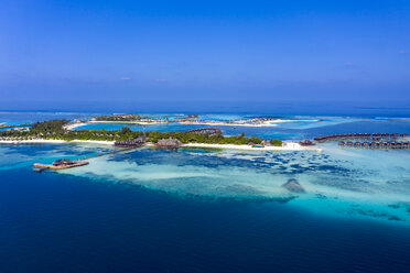 Malediven, Süd-Male-Atoll, Luftaufnahme der Insel Olhuveli - AMF06988