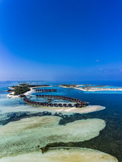 Malediven, Süd-Male-Atoll, Luftaufnahme des Resorts auf den Inseln Olhuveli und Bodufinolhu - AMF06995
