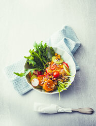 Vegetable Poke Bowl with spelt, chickpeas, radish, rocket salad and sweet potatoes - PPXF00189