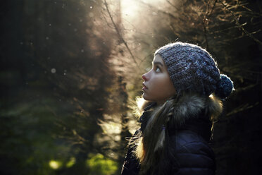 Profile of Caucasian teenage girl in forest - BLEF02962
