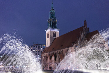 Germany, Berlin, view to St. Mary's Church at night - TAMF01402