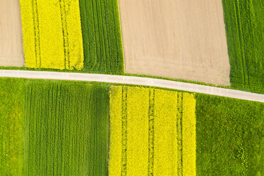 Germany, Baden-Wuerttemberg, aerial view of fields with country lane - STSF01975