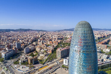 Spain, Barcelona, cityscape with Torre Glorries in the foreground - TAMF01429