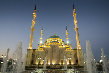 Akhmad Kadyrov Mosque after sunset, Grozny, Chechnya - RUNF02050